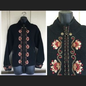 Icelandic Design Lined Zip Front Wool Cardigan - 100% Boiled Wool Size L